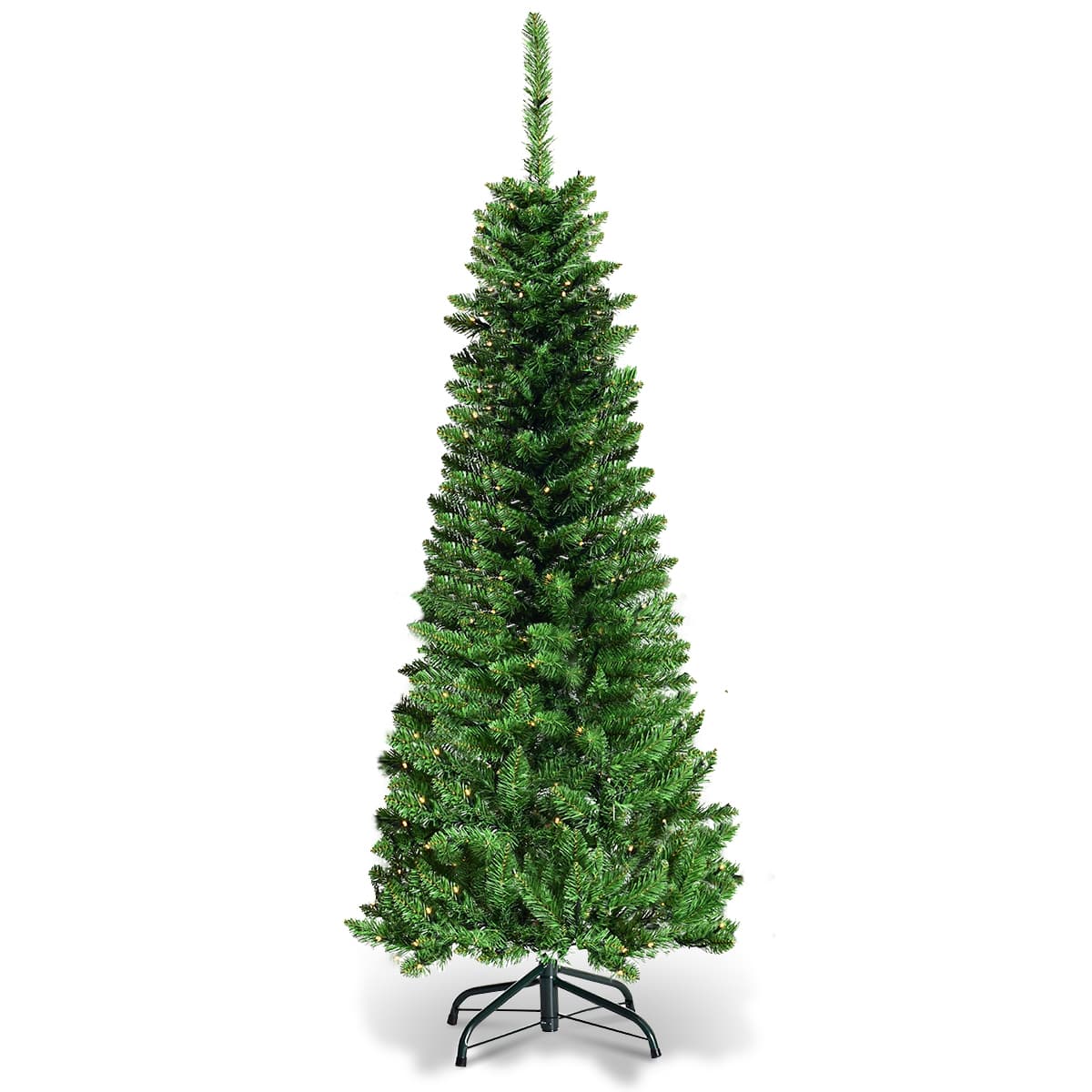 CostwayArbre de Noël Artificiel 135 cm avec 150 Lumières LED Sapin Artificiel avec 226 Branches