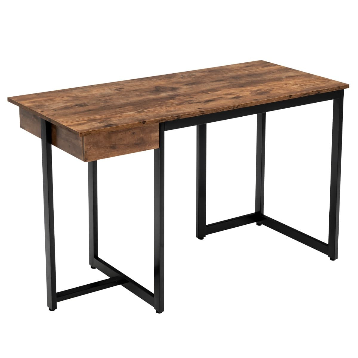 Bureau d'Ordinateur 120*55cm Tiroir Cadre en Métal Repose-pieds Réglables Bureau Moderne Station de