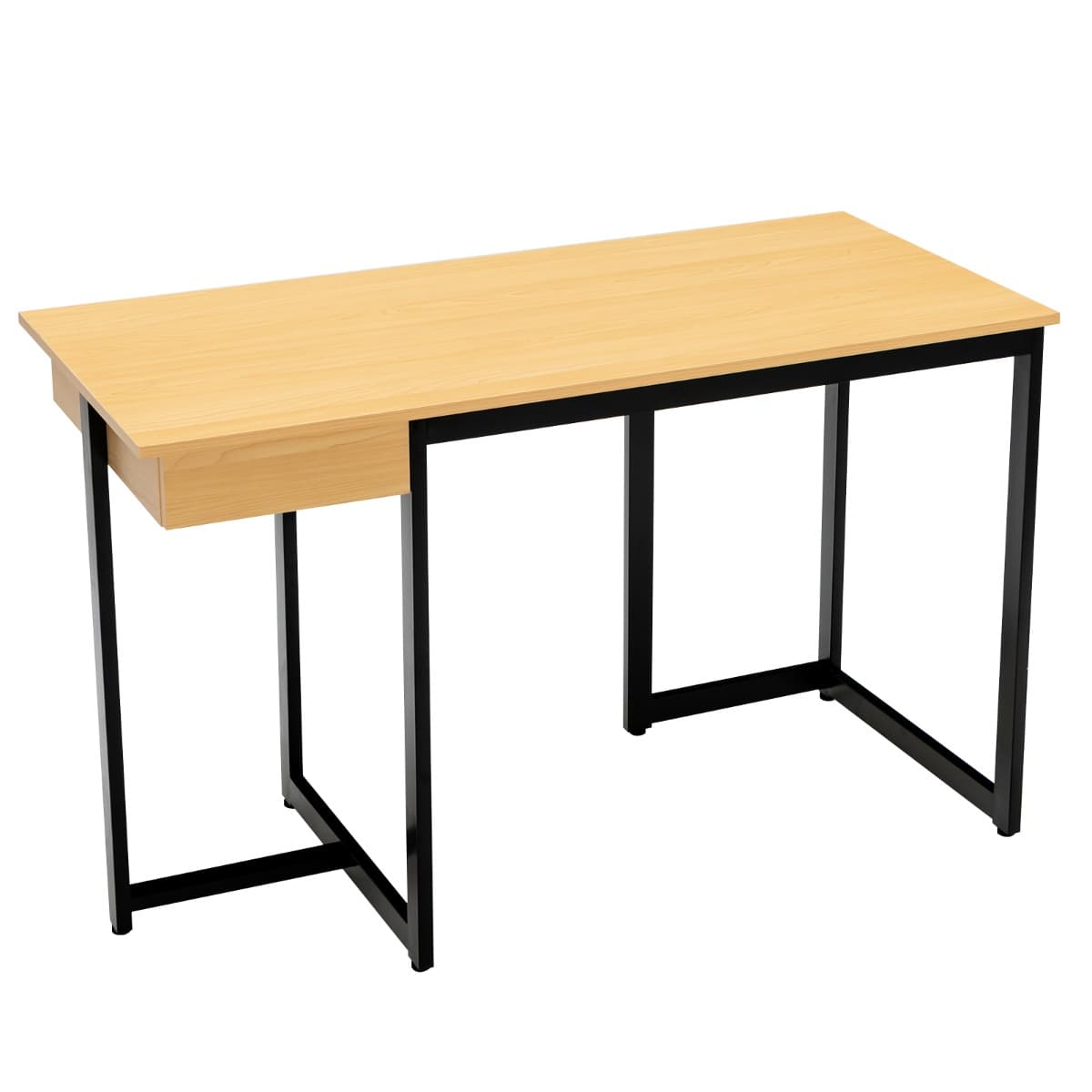 Bureau d'Ordinateur 120*55cm Tiroir Cadre en Métal Repose-pieds Réglables Bureau Moderne Station de
