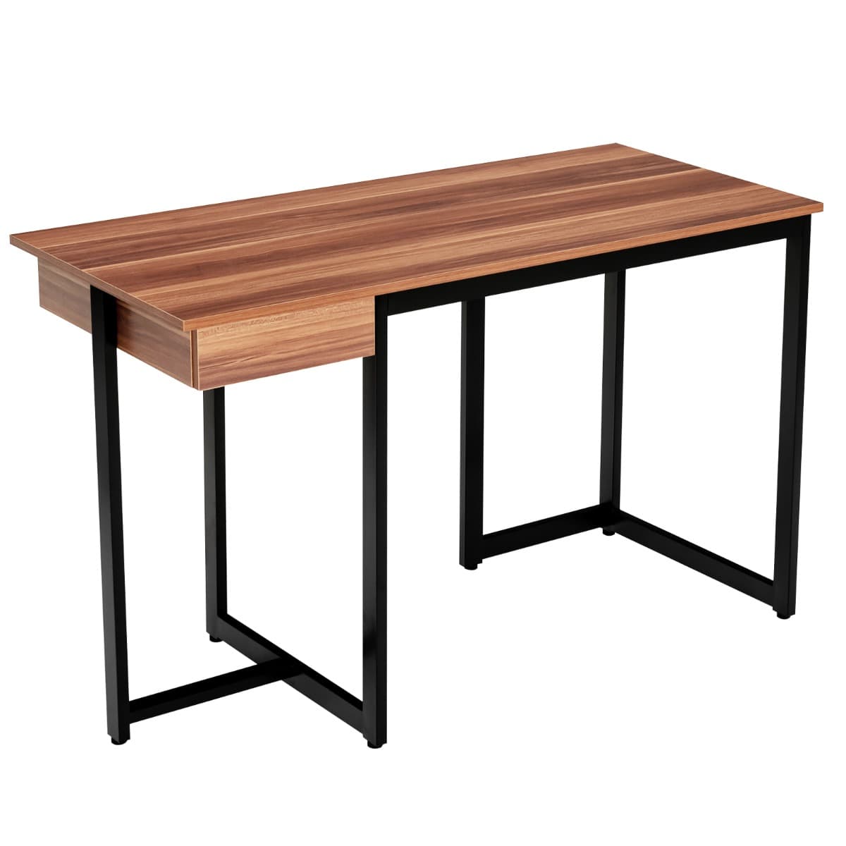 Bureau d'Ordinateur 120*55cm Tiroir Cadre en Métal Repose-pieds Réglables Bureau Moderne Station de
