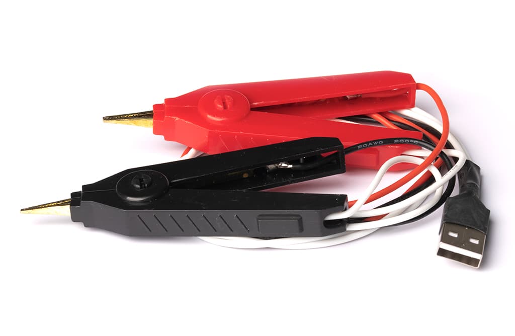 Vapcell, pinces crocodiles isolées avec connecteur USB-A compatibles avec le testeur de résistance interne YR-1030, cordons de test robustes pour des