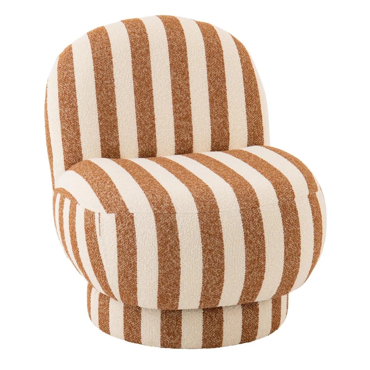 Fauteuil à Rayures Ligné 76cm Camel & Blanc Cassé