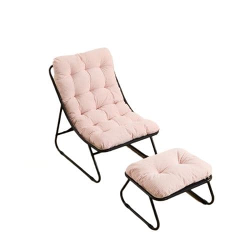 Fauteuil de plein air,OMOZUN,chaise longue,canapé-fauteuil,avec repose-pieds,pouvant servir de siège ou de chaise longue,aux lignes courbes et élégantes,structure métallique,rose