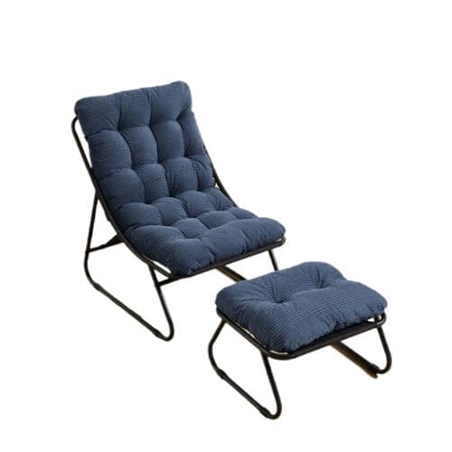 Fauteuil de plein air,OMOZUN,chaise longue,canapé-fauteuil,avec repose-pieds,pouvant servir de siège ou de chaise longue,aux lignes courbes et élégantes,structure métallique,bleu