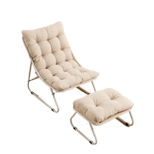 Fauteuil de plein air,OMOZUN,chaise longue,canapé-fauteuil,avec repose-pieds,pouvant servir de siège ou de chaise longue,aux lignes courbes et élégantes,structure métallique,beige