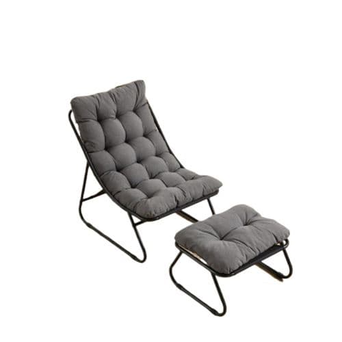 Fauteuil de plein air,OMOZUN,chaise longue,canapé-fauteuil,avec repose-pieds,pouvant servir de siège ou de chaise longue,aux lignes courbes et élégantes,structure métallique,gris